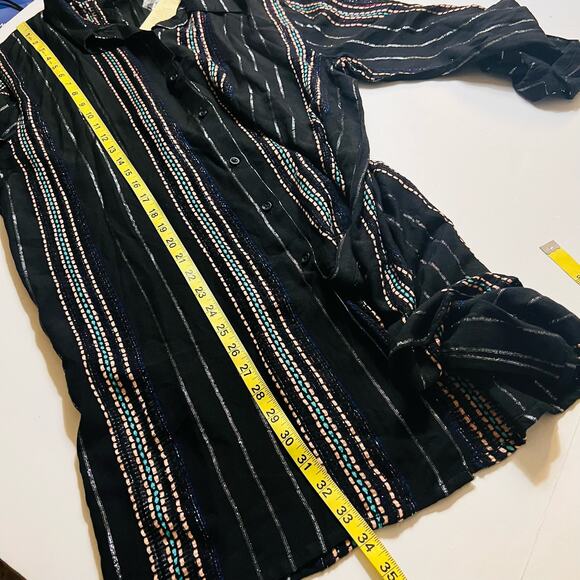 Elan Melon Multicolored Striped Button Up Oversized Shirt Size M Medium NWT - Picture 5 of 6